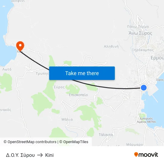 Δ.Ο.Υ. Σύρου to Kini map