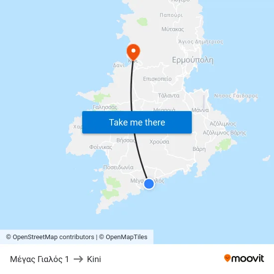 Μέγας Γιαλός 1 to Kini map