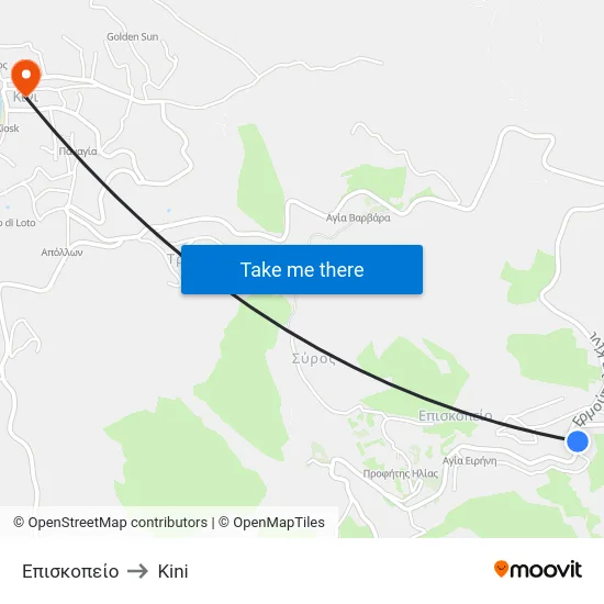 Επισκοπείο to Kini map