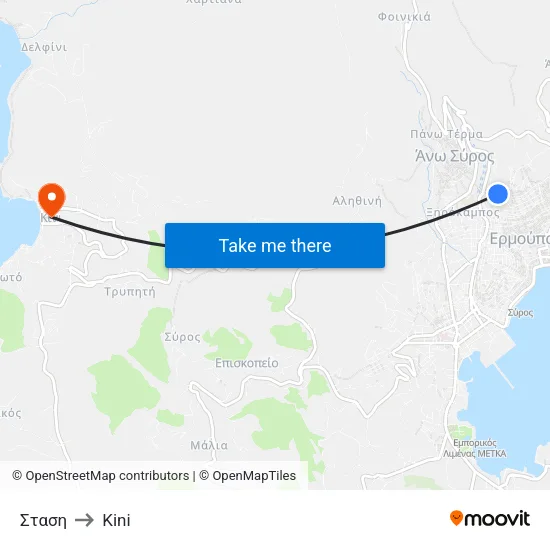 Σταση to Kini map