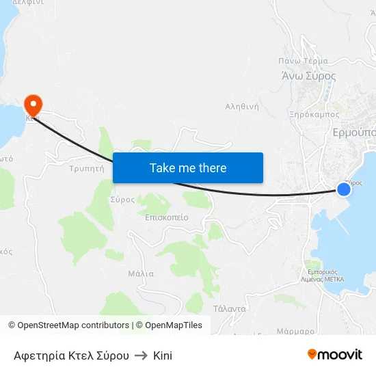 Αφετηρία Κτελ Σύρου to Kini map