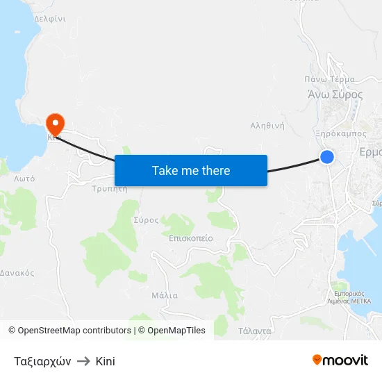 Ταξιαρχών to Kini map