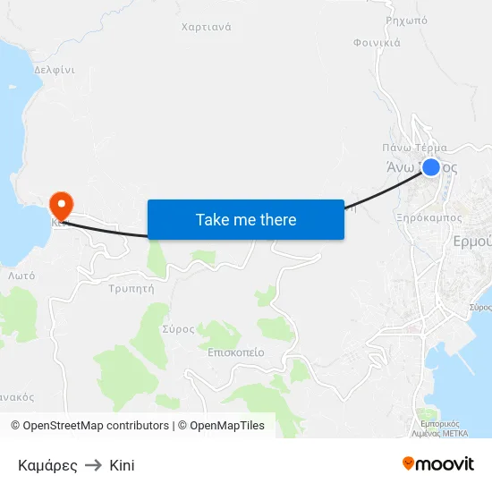 Καμάρες to Kini map