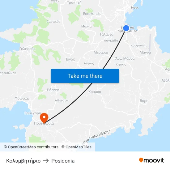 Κολυμβητήριο to Posidonia map