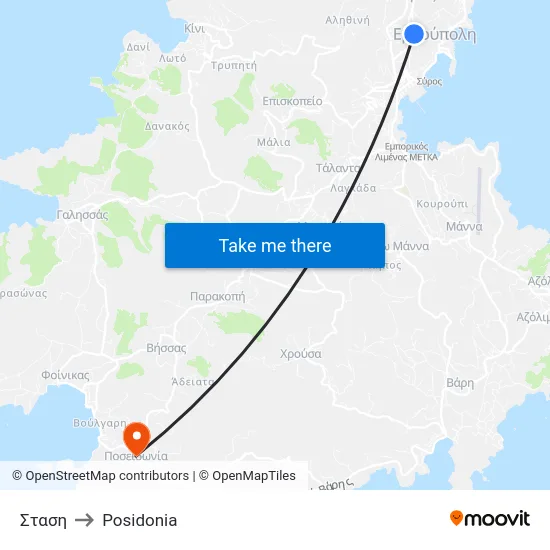 Σταση to Posidonia map