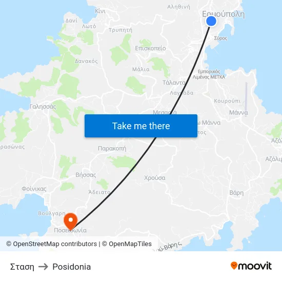 Σταση to Posidonia map