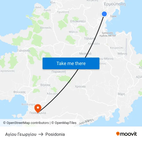Αγίου Γεωργίου to Posidonia map