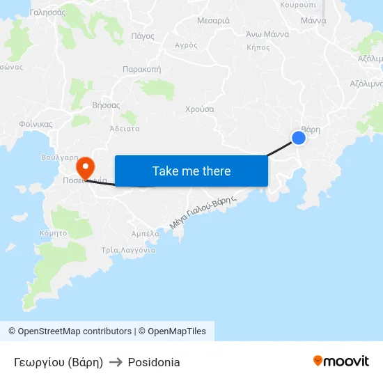 Γεωργίου (Βάρη) to Posidonia map