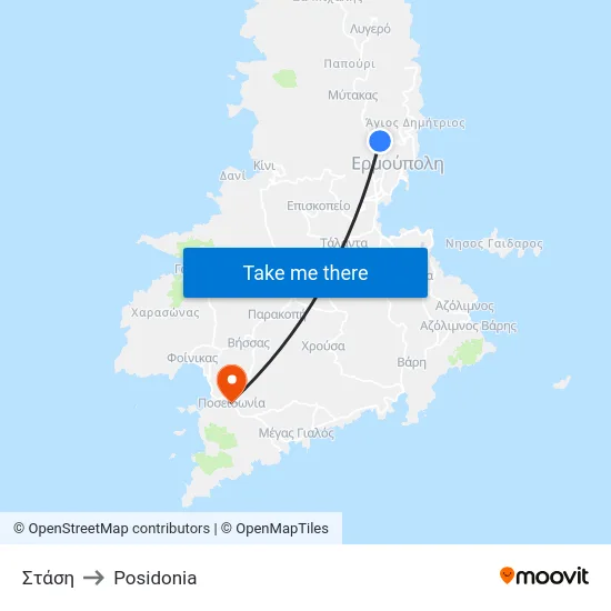 Στάση to Posidonia map