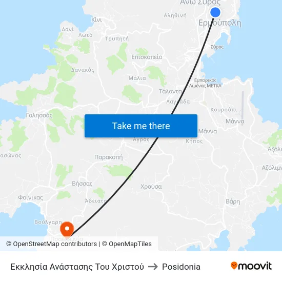 Εκκλησία Ανάστασης Του Χριστού to Posidonia map