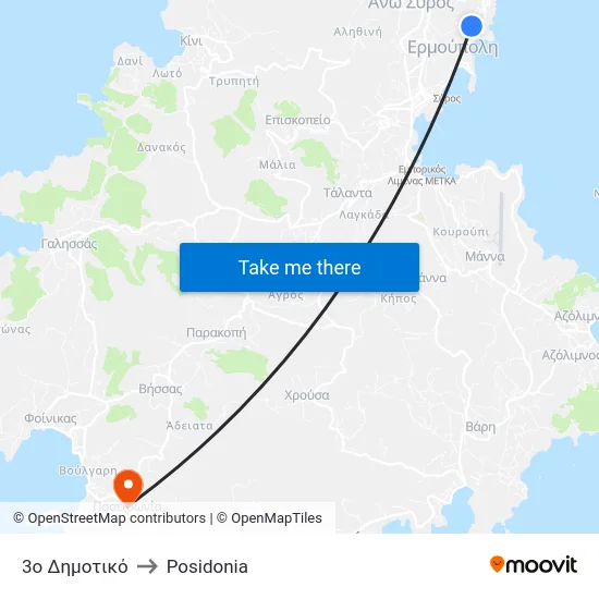 3ο Δημοτικό to Posidonia map
