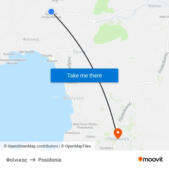 Φοίνικας to Posidonia map