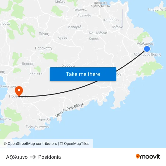 Αζόλιμνο to Posidonia map