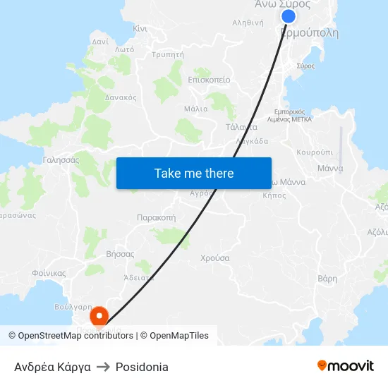 Ανδρέα Κάργα to Posidonia map