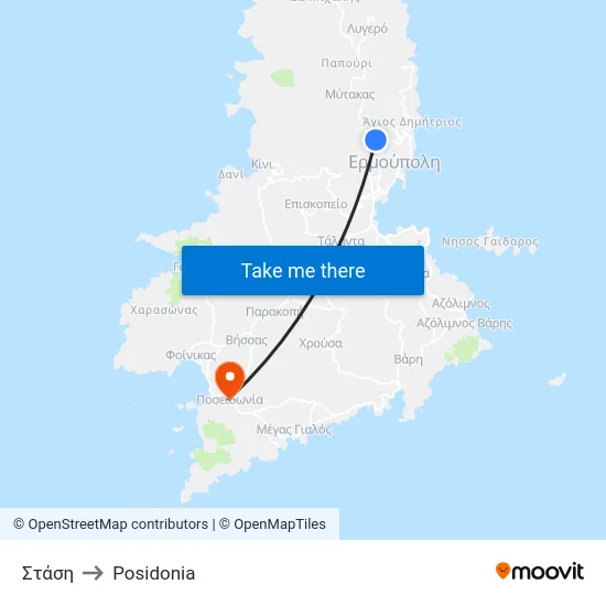 Στάση to Posidonia map