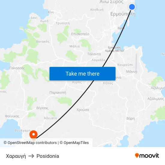 Χαραυγή to Posidonia map