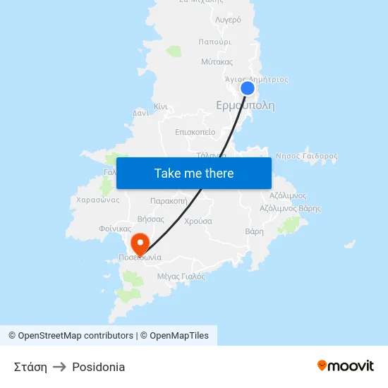 Στάση to Posidonia map