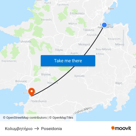 Κολυμβητήριο to Poseidonia map