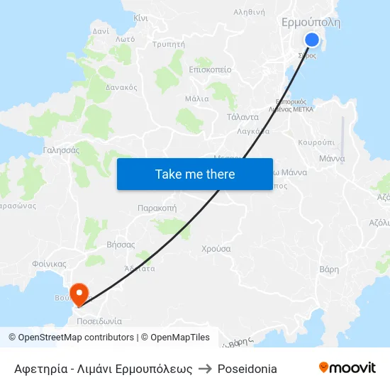 Αφετηρία - Λιμάνι Ερμουπόλεως to Poseidonia map