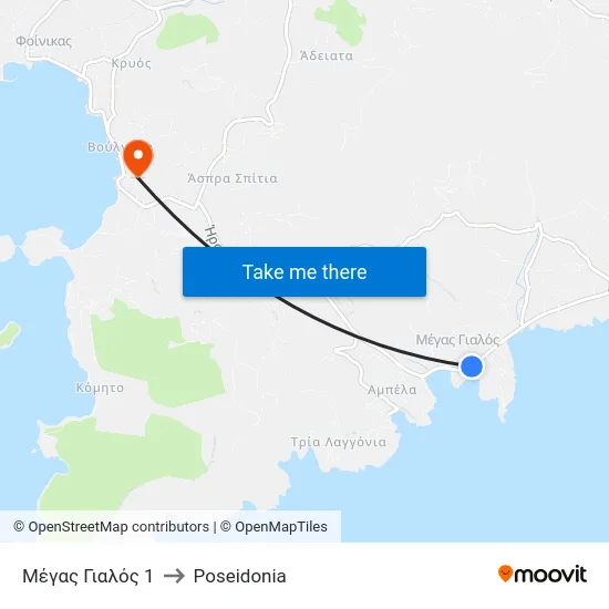 Μέγας Γιαλός 1 to Poseidonia map