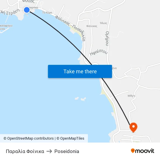 Παραλία Φοίνικα to Poseidonia map
