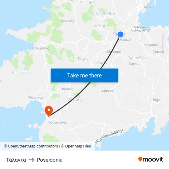 Τάλαντα to Poseidonia map