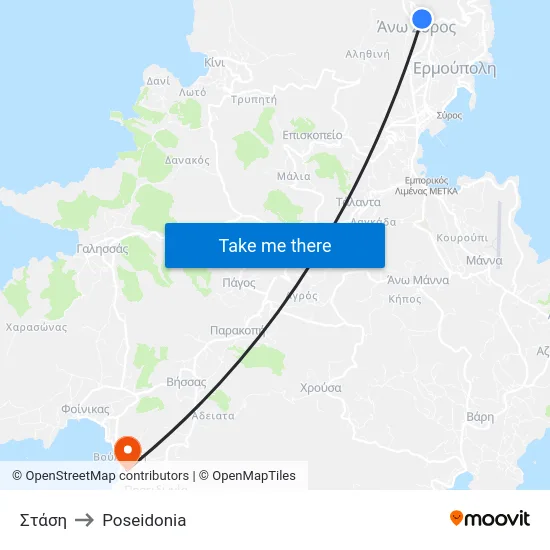 Στάση to Poseidonia map