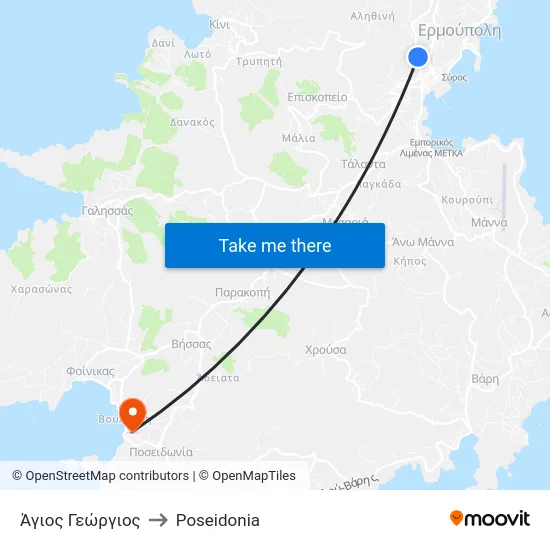 Άγιος Γεώργιος to Poseidonia map