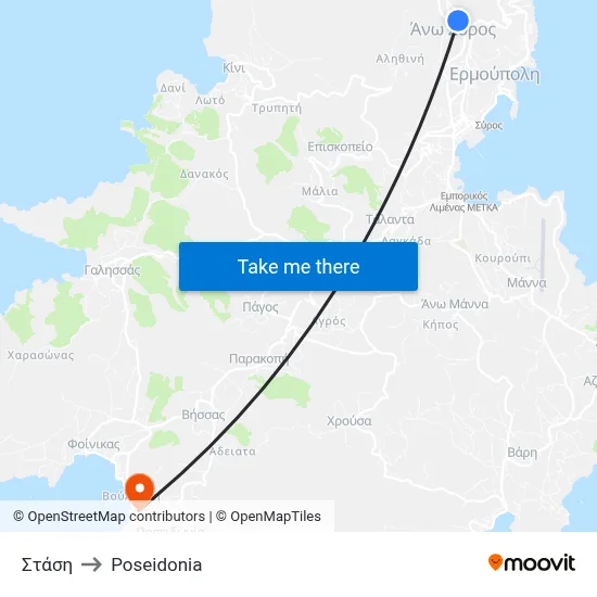 Στάση to Poseidonia map