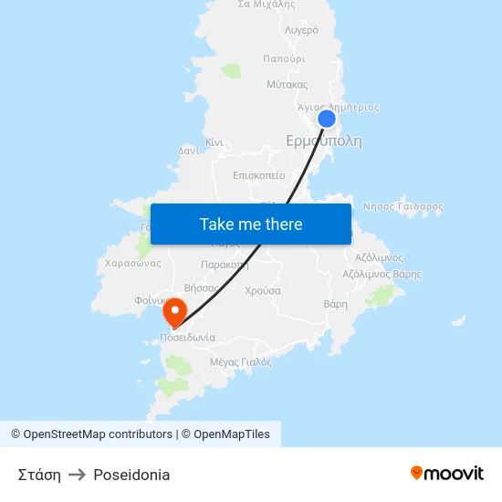 Στάση to Poseidonia map