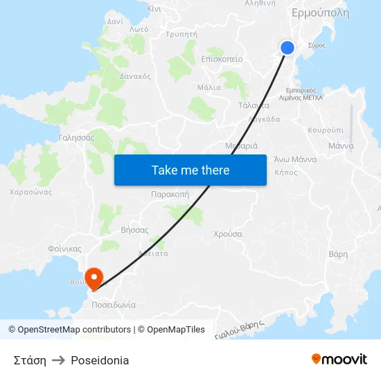 Στάση to Poseidonia map