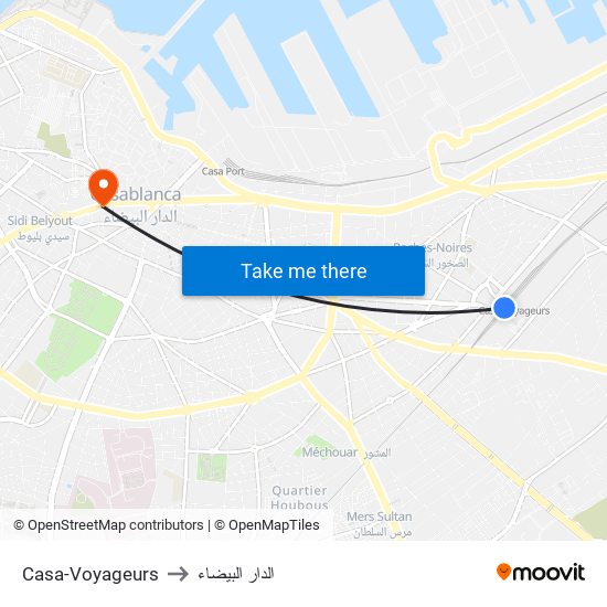 Casa-Voyageurs to الدار البيضاء map