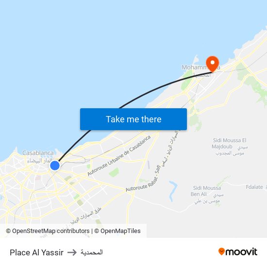 Place Al Yassir to المحمدية map