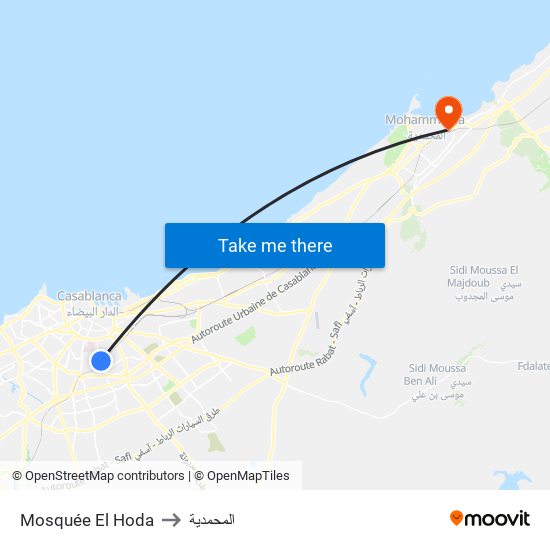 Mosquée El Hoda to المحمدية map