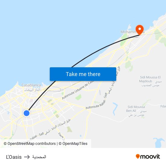L'Oasis to المحمدية map