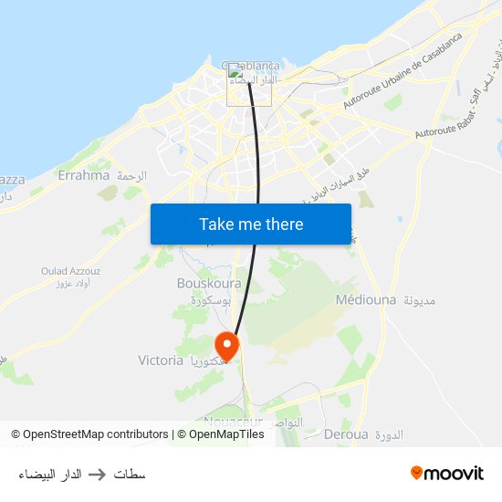 الدار البيضاء to سطات map