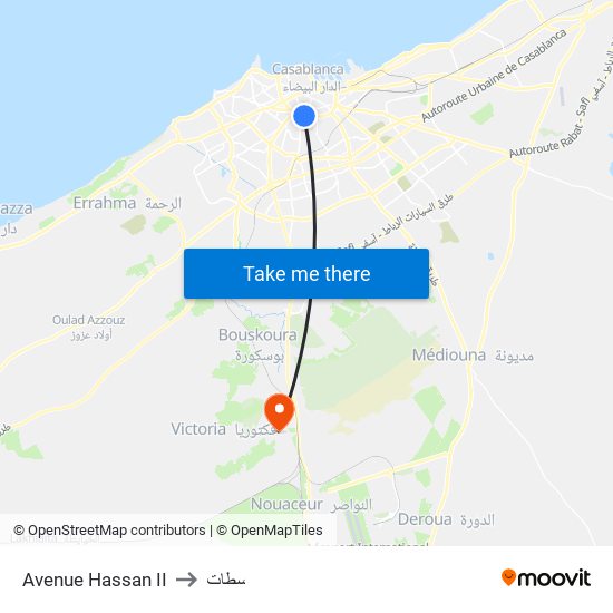 Avenue Hassan II to سطات map