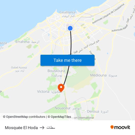 Mosquée El Hoda to سطات map