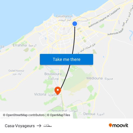 Casa-Voyageurs to سطات map
