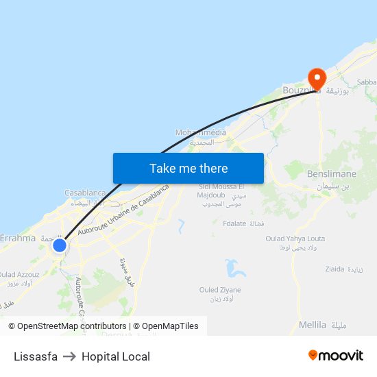 Lissasfa to Hopital Local map