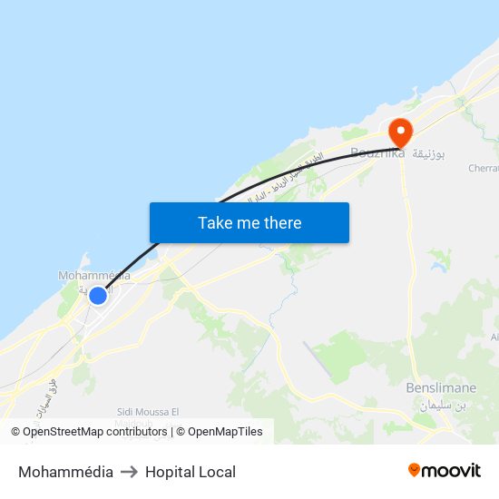 Mohammédia to Hopital Local map