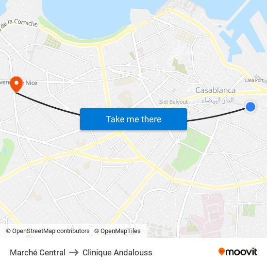 Marché Central to Clinique Andalouss map
