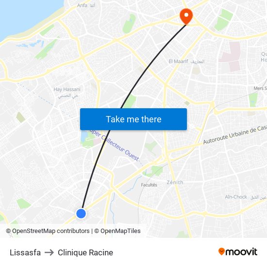 Lissasfa to Clinique Racine map