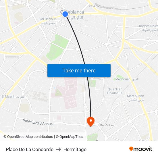 Place De La Concorde to Hermitage map