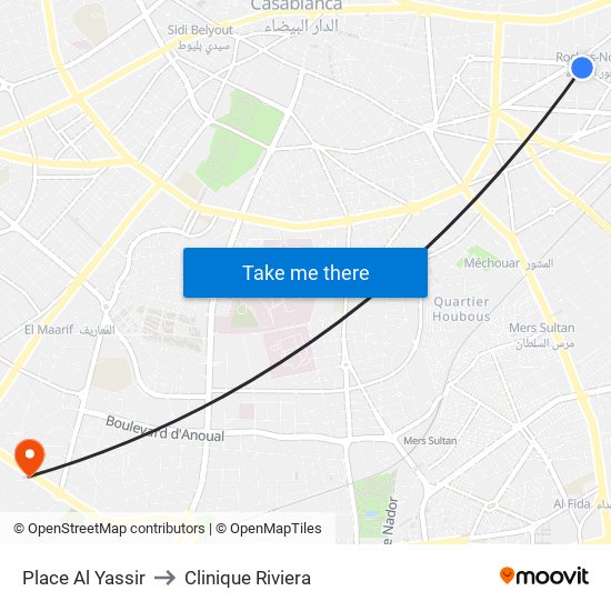 Place Al Yassir to Clinique Riviera map