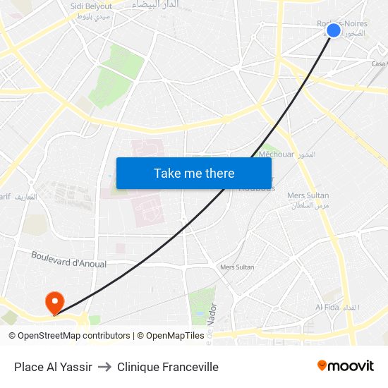 Place Al Yassir to Clinique Franceville map