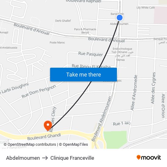 Abdelmoumen to Clinique Franceville map