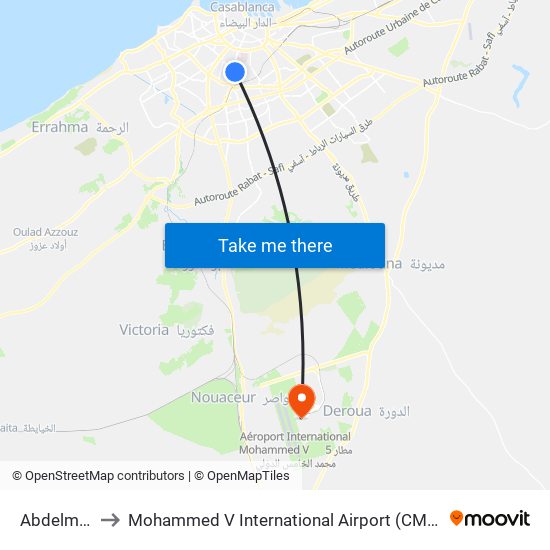 Abdelmoumen to Mohammed V International Airport (CMN) (مطار محمد الخامس الدولي) map