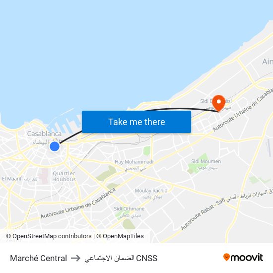 Marché Central to الضمان الاجتماعي CNSS map