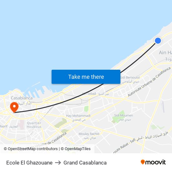 Ecole El Ghazouane to Grand Casablanca map